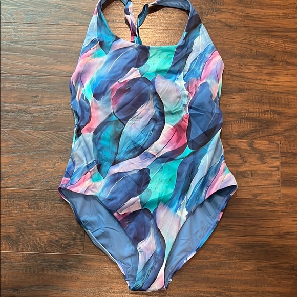 Athleta Blue and Pink One Piece Swimsuit - Picture 1 of 3